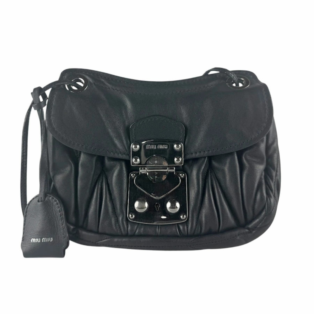 Miu Miu black matelasse leather shoulder bag distinct pushlock